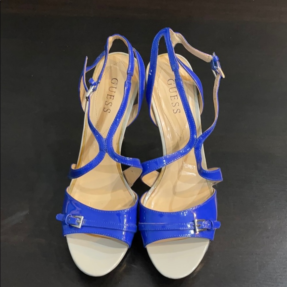 Barely-Worn Guess Patent Platform Sandals